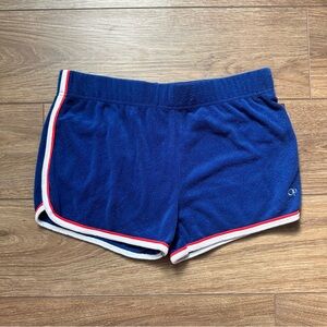 OP Women's Blue Athletic Shorts with Red and White Trim